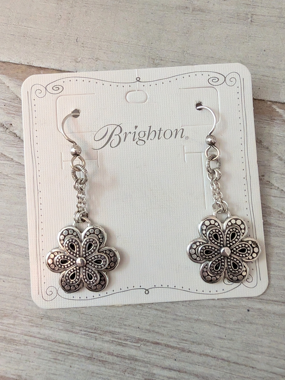 Brighton Bali Shine Retired Flower French Wire Earrings